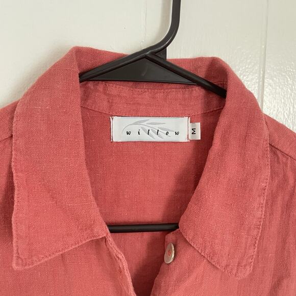 NWT Willow 100% Linen Button Shirt Coral Red Boxy Fit Minimalist Top Size M - Picture 5 of 9